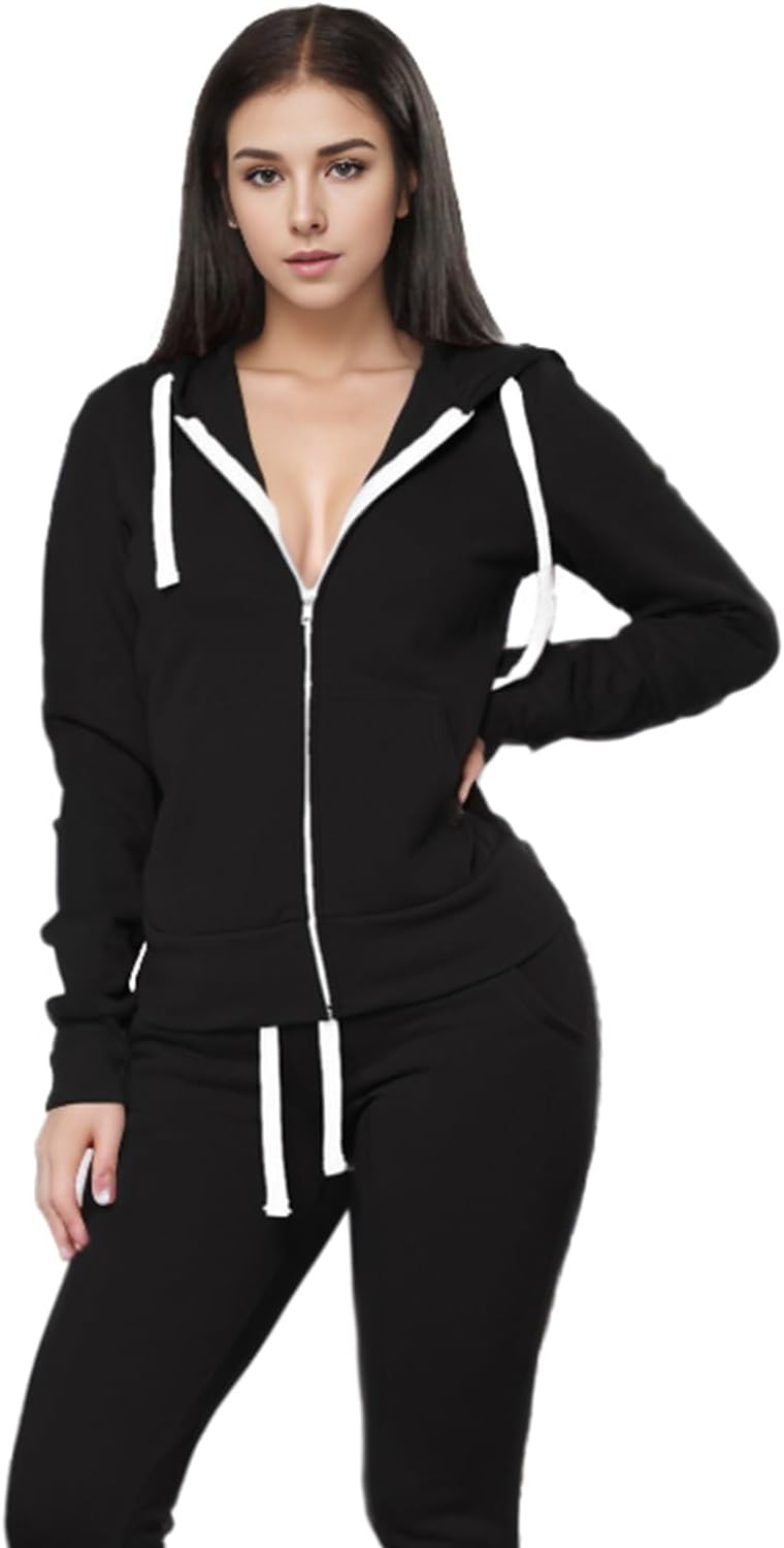 TUVEKE Womens Tracksuit 2 Piece Outfits Fall Zip Hoodie Jogging Sweatsuit Long Sleeve Casual Sweat Suits Size S to 2XL