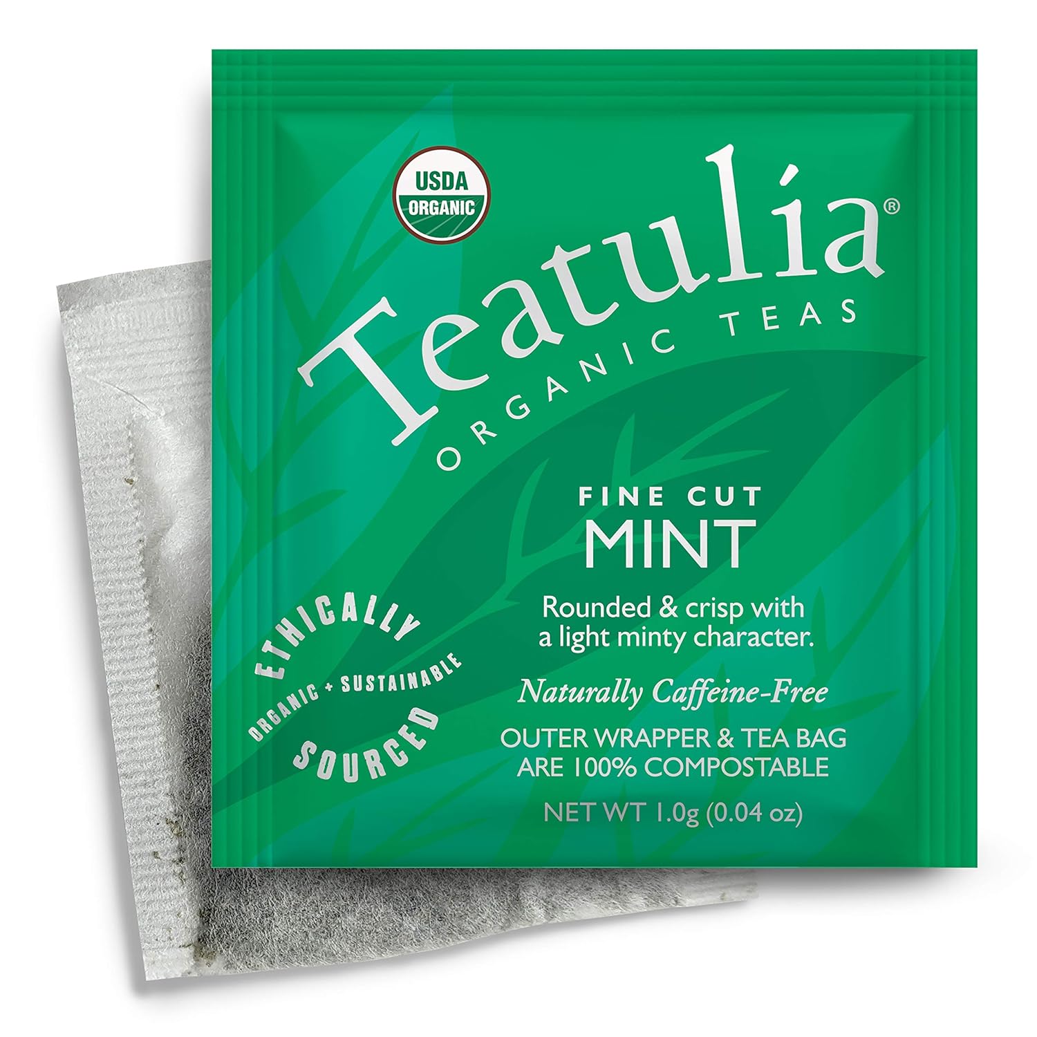 Teatulia Organic Mint Tea Bags (50 Wrapped Teabags) | 100% Compostable & Sustainably Grown Spearmint in Washington USA | Herbal Caffeine-Free Mint Blend