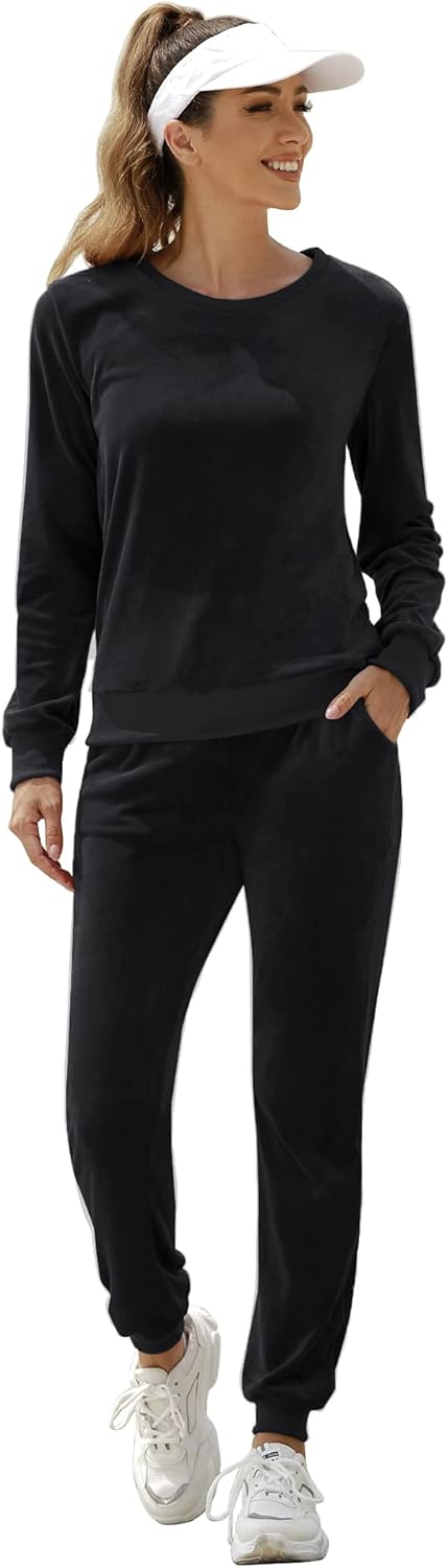 Totatuit Track Suits for Women Set Velour Sweatsuits 2 Piece Jogging Suits Loungwear Velvet Sweatpants with Pockets