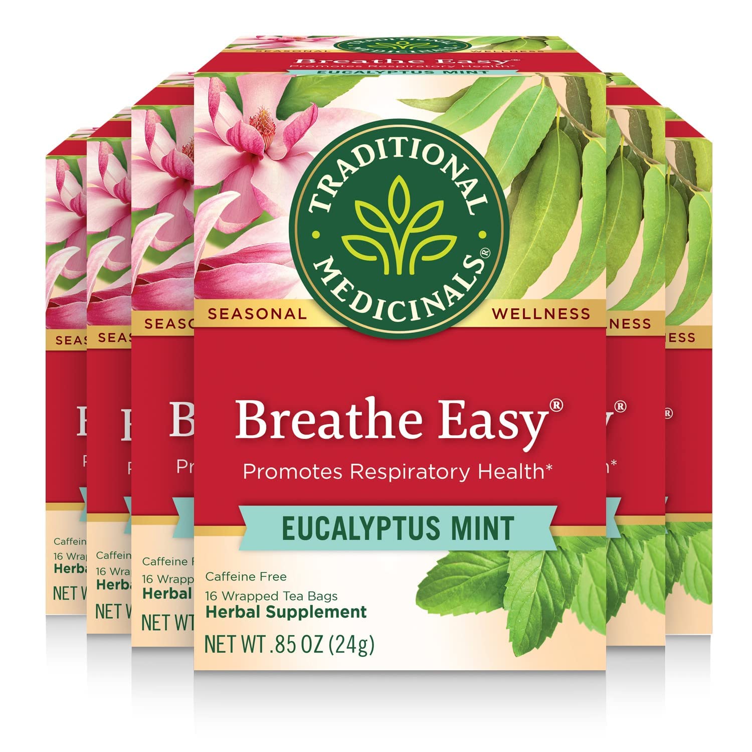 Traditional Medicinals Organic Breathe Easy Seasonal Tea, 16 Tea Bags (Pack of 6)