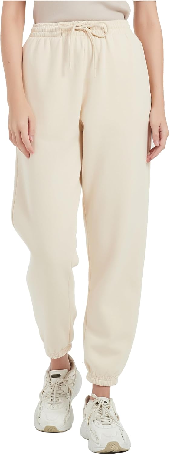 Tronjori Womens High Waisted Pull on Baggy Fleece Sweatpants Fall Winter Athletic Jogger Pants Lounge Trousers Cinch Bottom