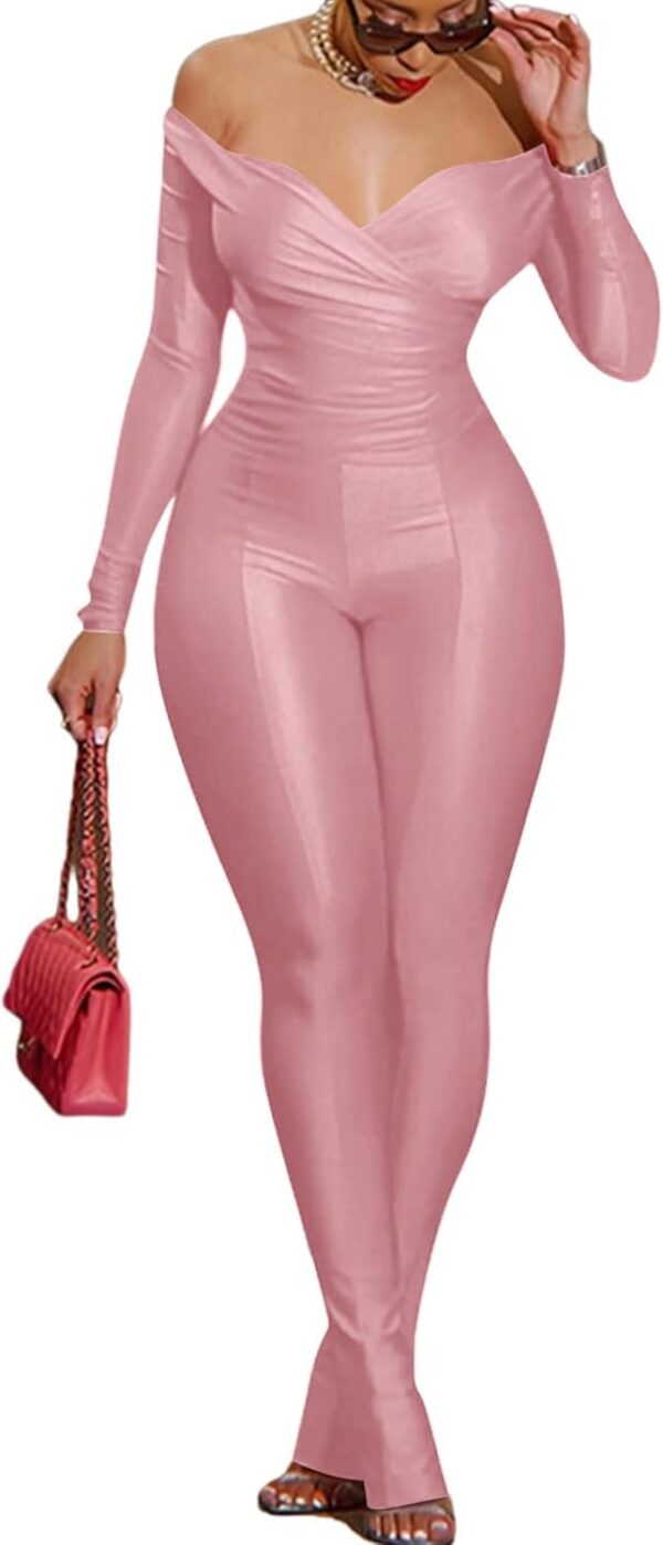 Two Piece Sets for Women Sexy Sexy Off Shoulder Wrap V-Neck High Waist Skinny Flared Pants Club Outfits