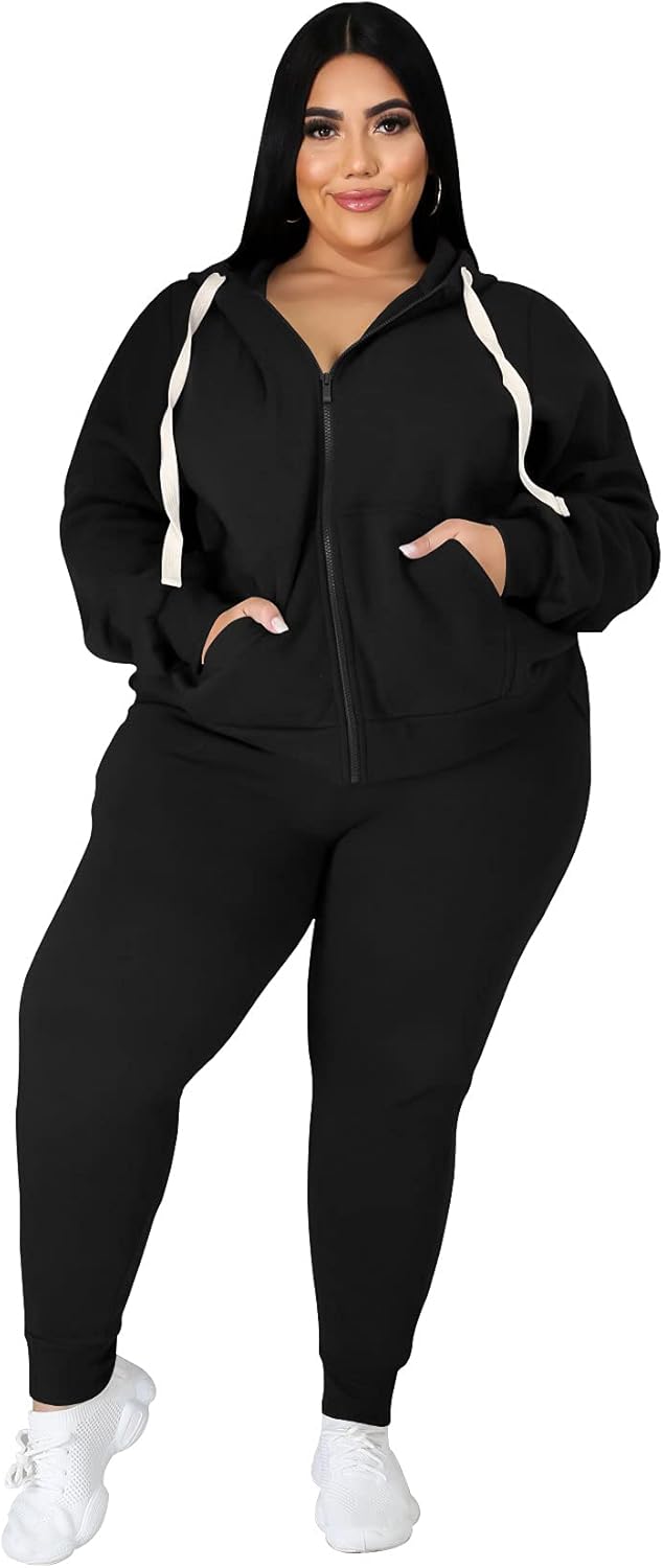 Tycorwd Women’s Plus Size Two Piece Outfits Sweatsuits Sets Long Sleeve Loungewear Tracksuit Sets