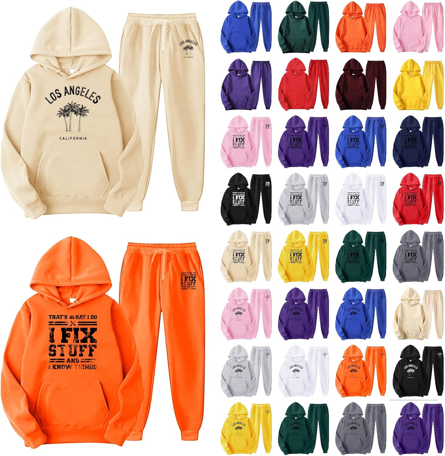 Unisex 2 Piece Outfits Women Men Hoodie Tracksuits Oversized Sweatshirts & Jogger Sweatpants Y2K Sweatsuit with Pockets