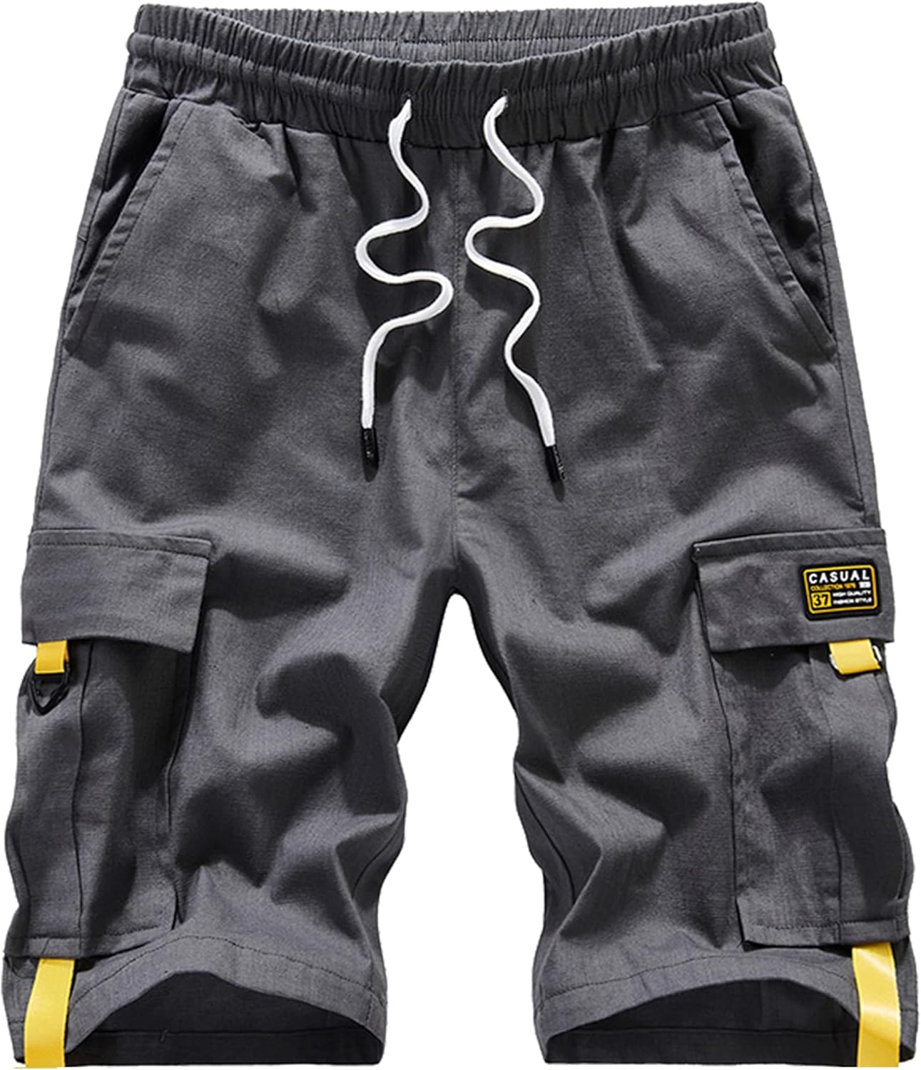 VtuAOL Men’s Cargo Shorts Elastic Waist Casual Cotton Shorts with Multi Pockets