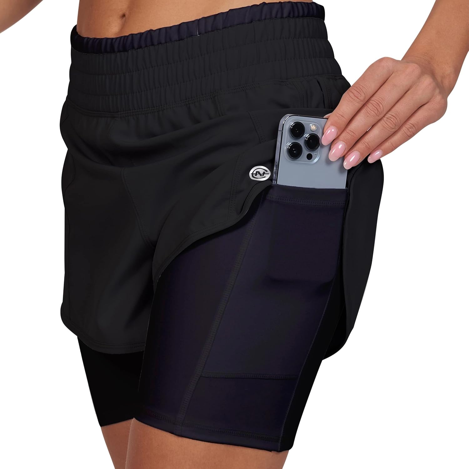 Women’s Running Shorts Elastic High Waisted Dry-Fit Moisture Wicking Performance Workout Athletic Biker Compression Pocket