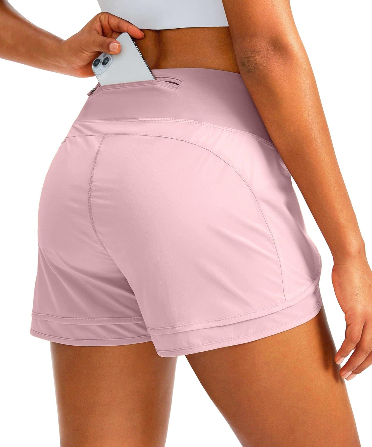 Women’s Running Shorts High Waisted Quick-Dry 3 Inch Gym Workout Athletic Shorts for Women with Zipper Pocket