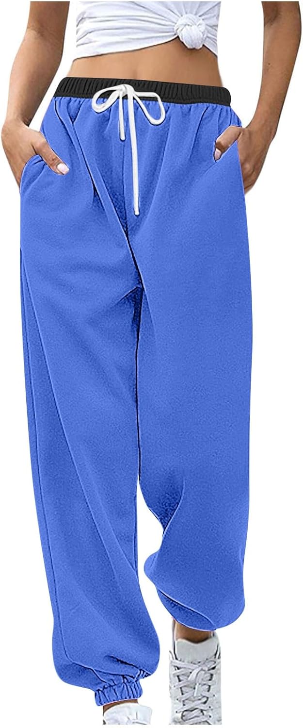 Womens Sweatpants High Waisted Baggy Sweatpants Joggers Sport Active Workout Jogger Pants with Pockets Trousers