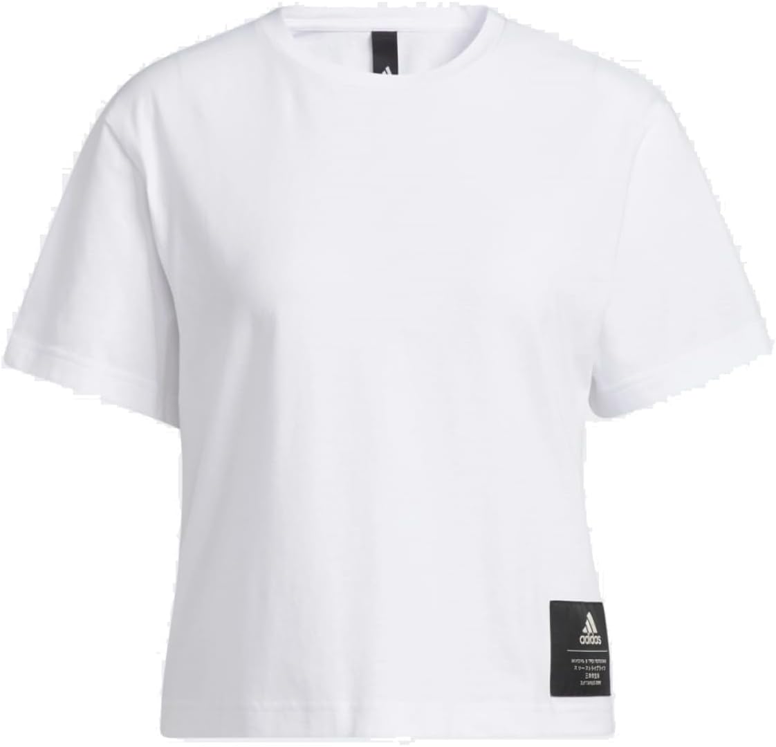 adidas Women’s Boyfriend Cropped Cotton T-Shirt, White