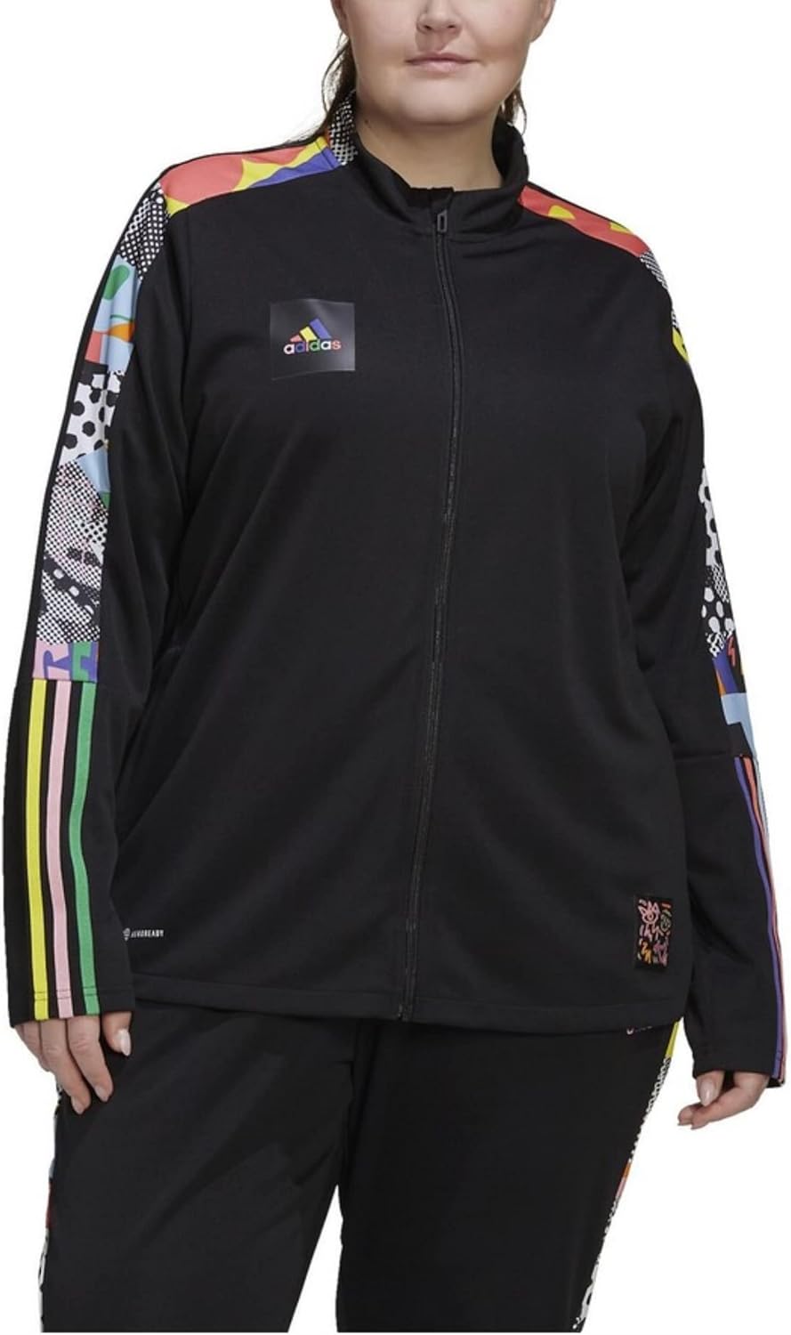 adidas Women’s Plus Size Pride Tiro 21 Track Jacket, Black/Multicolor