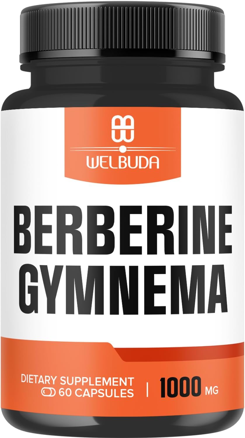 1000mg Berberine Supplement with Organic Gymnema Sylvestre Leaf – 60 Capsules with High Concentrated Extract – Support for Immune System, Circulatory Health & Gastrointestinal Function