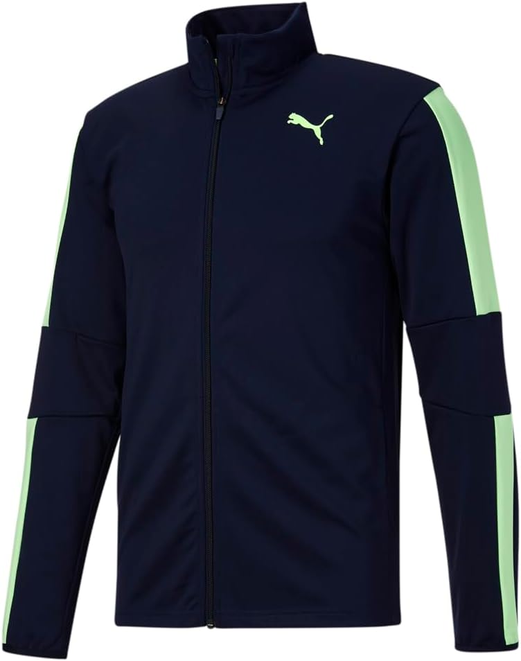 PUMA Mens Blaster Full-Zip Jacket Athletic Outerwear Casual Full Zip Moisture Wicking – Blue