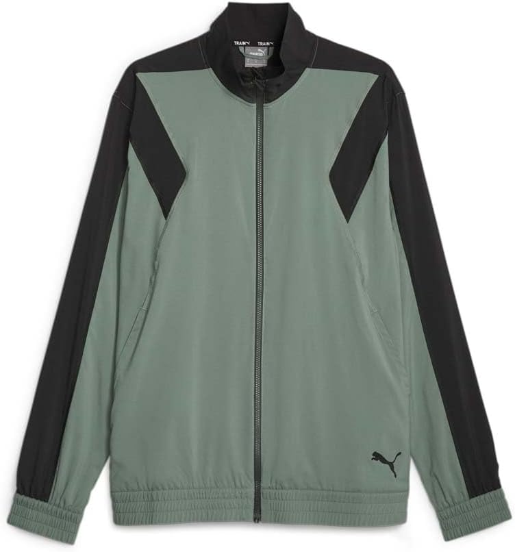 PUMA Mens Fit Woven Full-Zip Jacket Training Athletic Outerwear Casual Moisture Wicking – Green