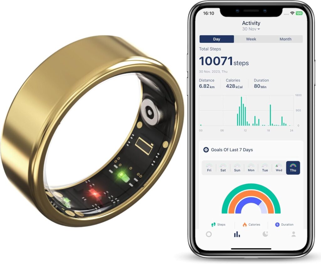 Miro R1 Smart Ring for Women Men Health Tracker Blood Oxygen Heart Rate ...