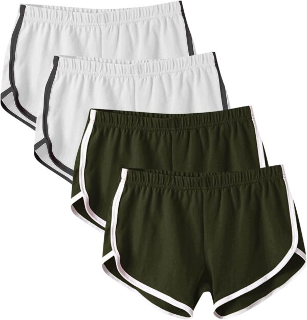 4 Pack Workout Shorts Women Trendy Elastic Waist Dolphin Solid Color Shorts Summer Cycling Running Gym Yoga Shorts