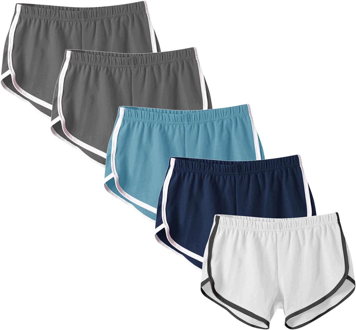 5 Pack Womens Comfortable Shorts Yoga Workout Casual Soft Comfy Dolphin Shorts Gym Running Sports Shorts