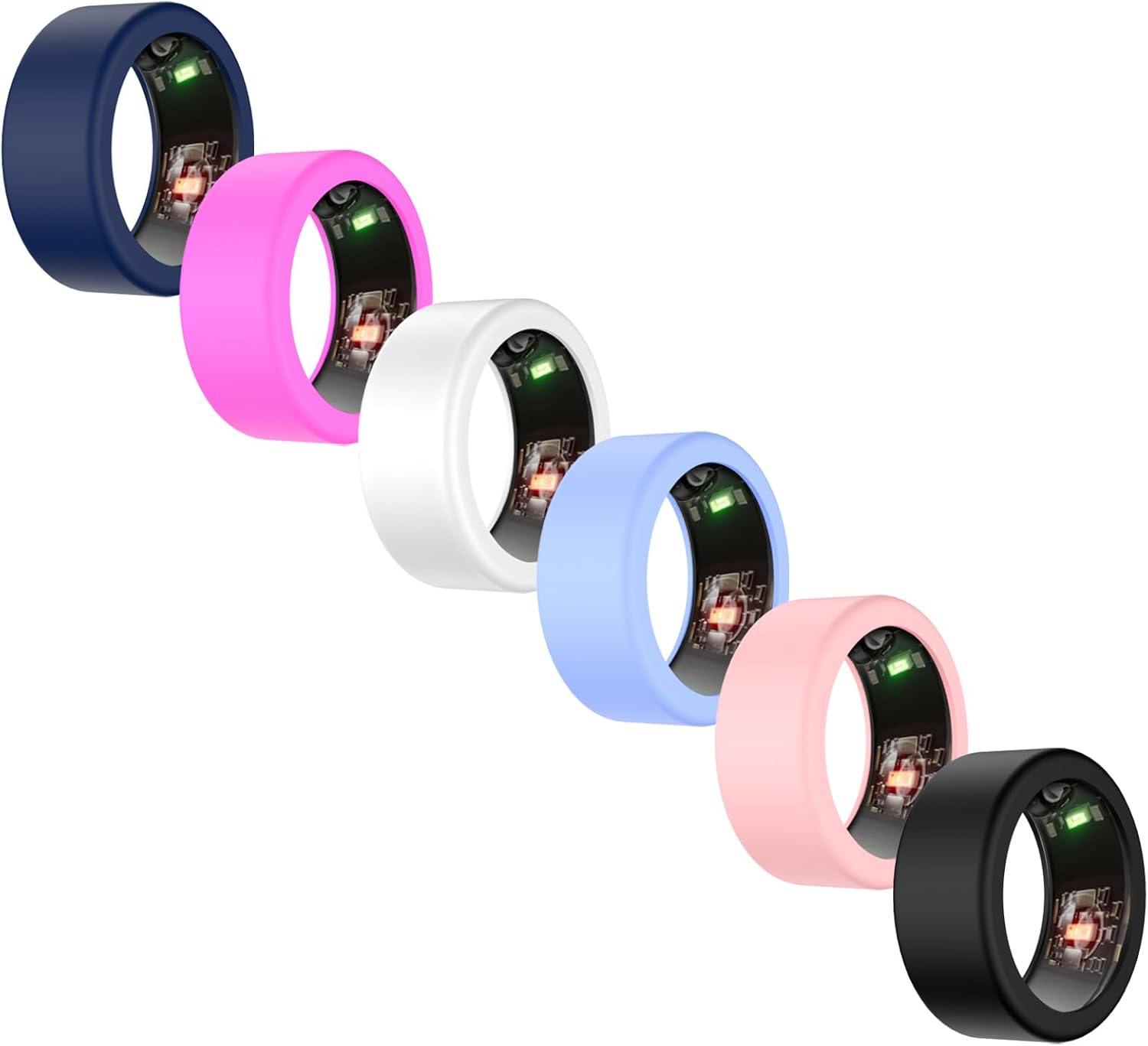 [6 Pcs] Silicone Ring Cover for RingConn Smart Ring,Elastic Ring Case for RingConn Smart Ring Working Out, Ring Protective Case Cover Compatible RingConn Smart Ring Size 6 7 8 9 10 11 12 13 14
