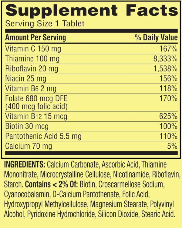 Spring Valley Super Vitamin B-Complex Tablets with Vitamins B6, B12, C ...