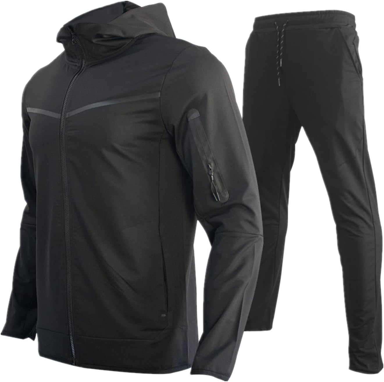 ANBID Men’s Casual Sportswear Long Sleeve Jogging Suit Sports Jacket Sportswear(Black,XXL)