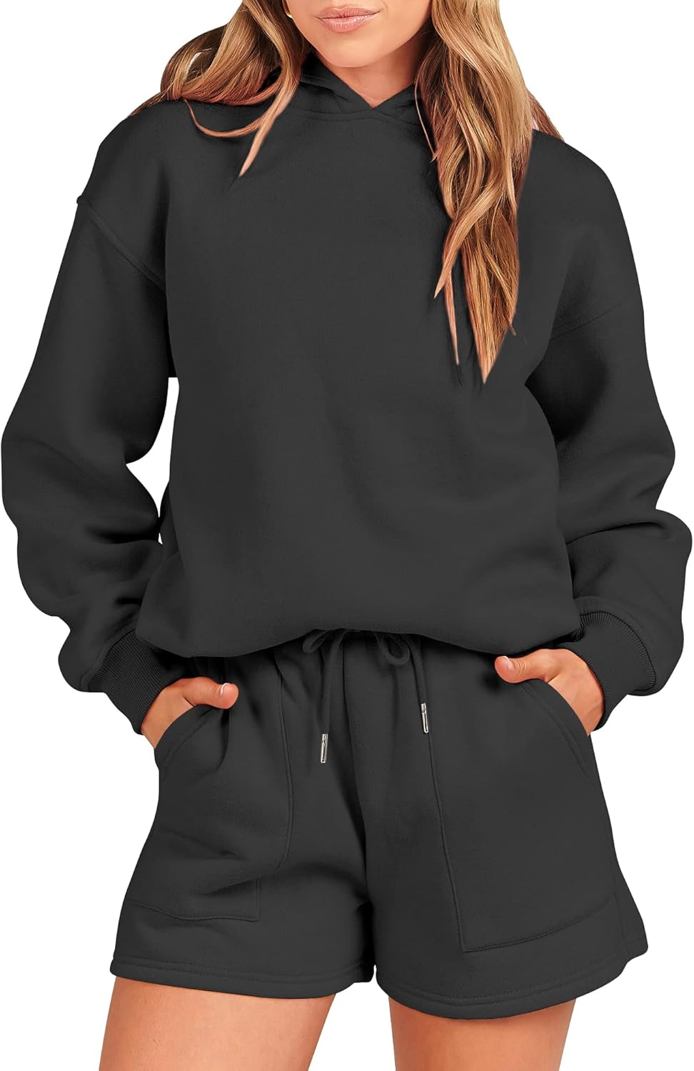 ANRABESS Women 2 Piece Outfit Oversized Hoodie Sweatshirt Shorts Lounge Sweat Set Sweatsuit Tracksuit 2024 Trendy Y2K Clothes