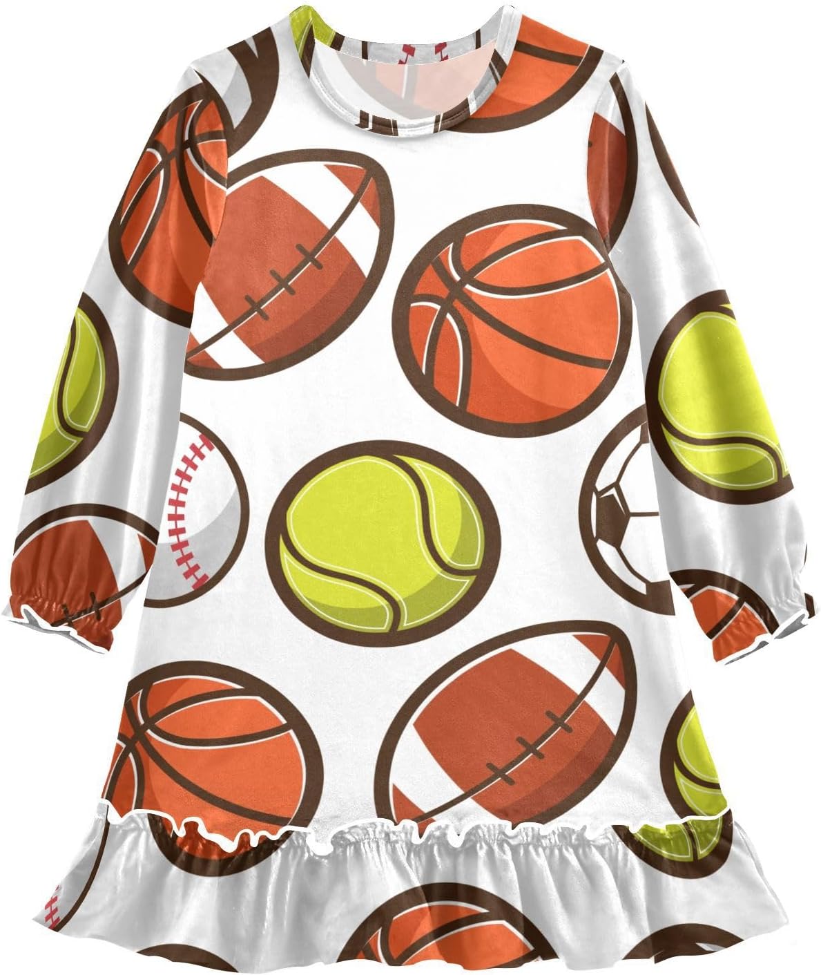 Aflyko Fun Girls Dresses Long Sleeve Novelty Playwear Midi Sundress