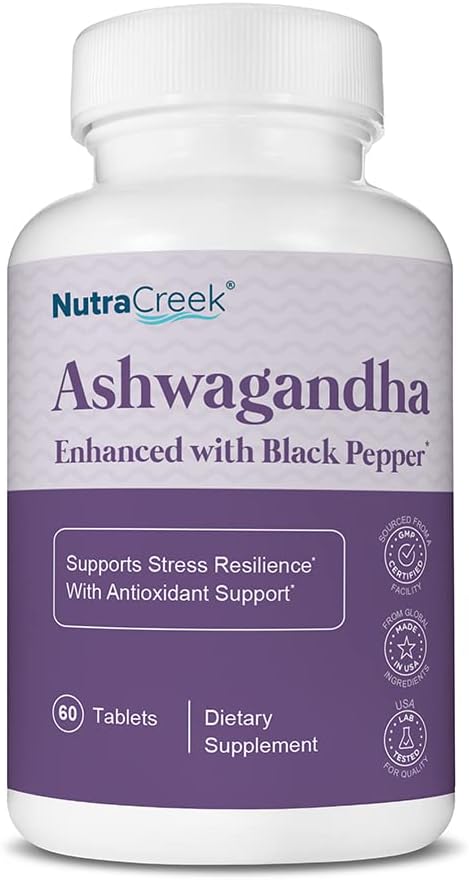 Ashwagandha | Ashwagandha 600mg per Tablet with Black Pepper for Absorption. Supports Stress Resilience, Positive Mood and Offers Antioxidant Support – 60 Tablets
