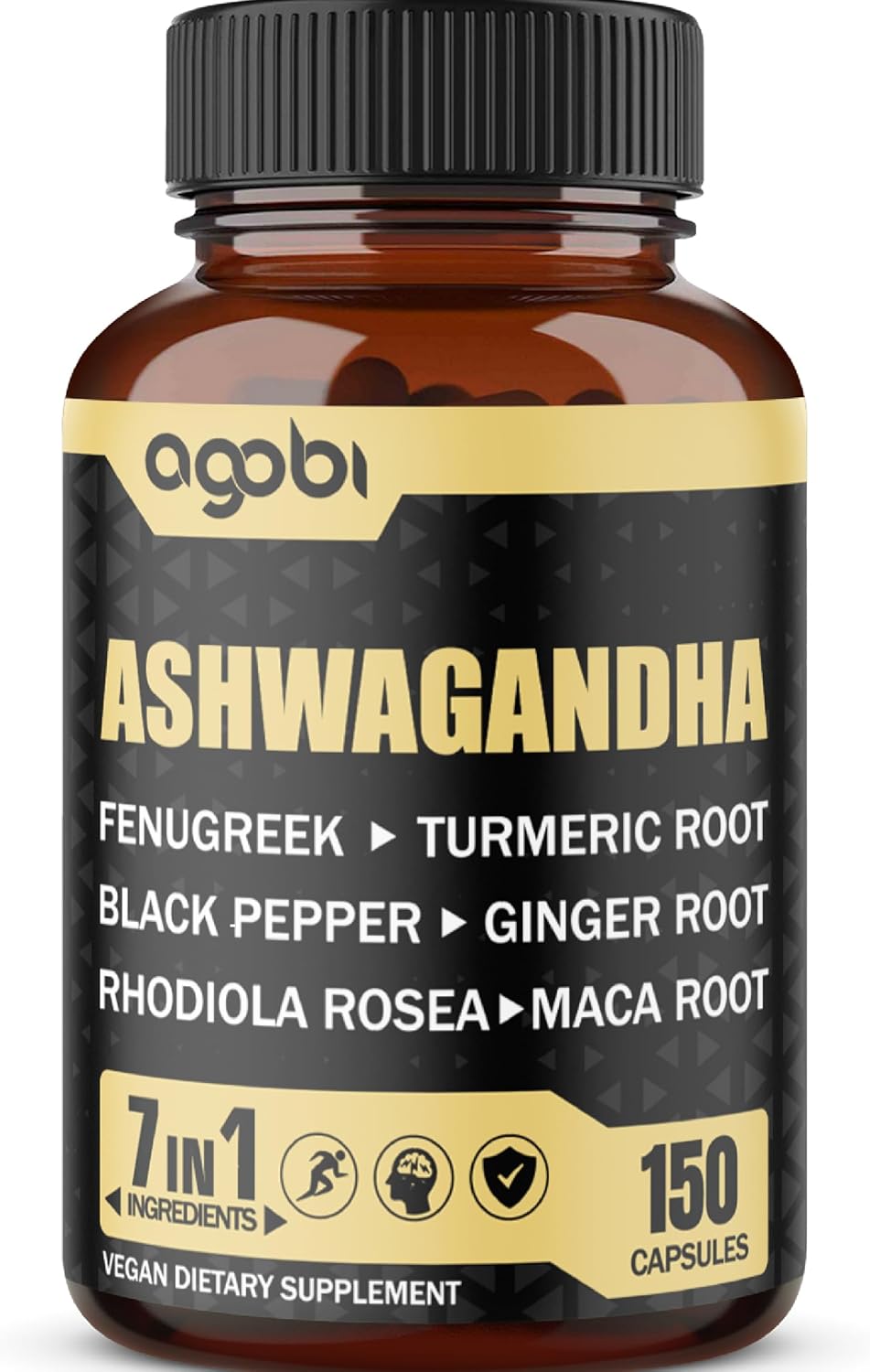 Ashwagandha Extract Capsules 7 Herbal Ingredients 8050 mg – Blended Fenugreek, Maca, Turmeric, Rhodiola, Ginger & Black Pepper – Sleep, Spirit, Immune & Energy Support – 5-Month Supply