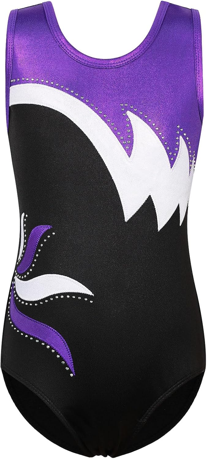 BAOHULU Girls Gymnastics Leotard Shiny Embroidery Dance Kids Children Athletic Activewear