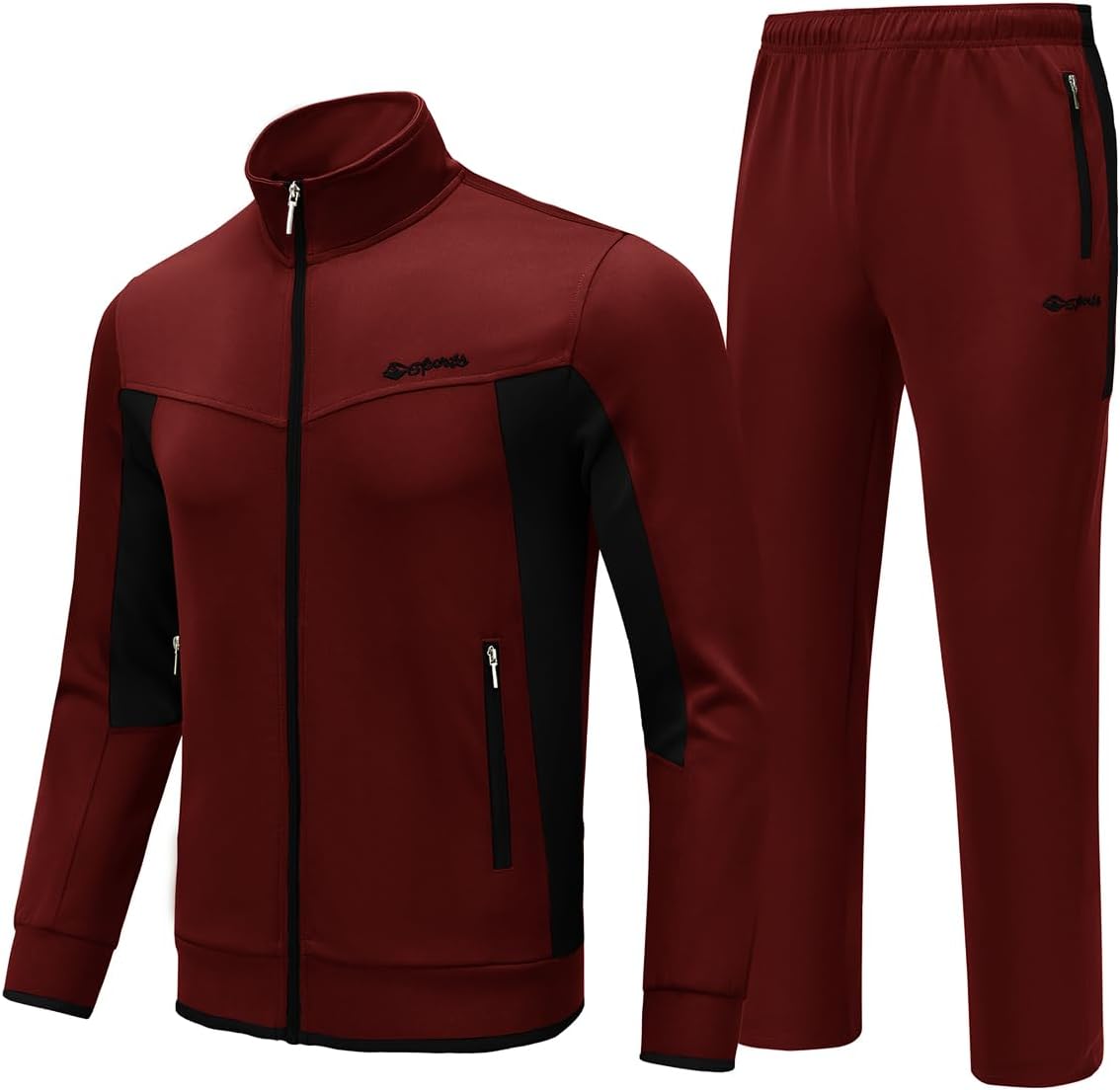 BASUDAM Men’s Track Suits 2 Piece Set Long Sleeve Warm Up Tracksuits Zip-Front Athletic Casual Sports Activewear