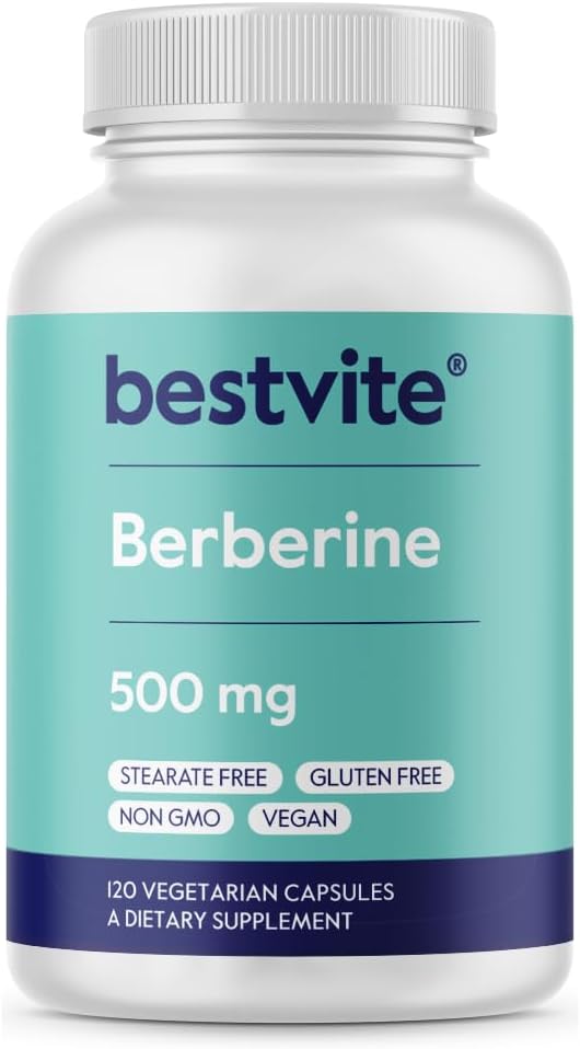 BESTVITE Berberine 500mg (120 Vegetarian Capsules) – No Fillers – No Stearates – No Flow Agents – Vegan – Gluten Free – Non GMO