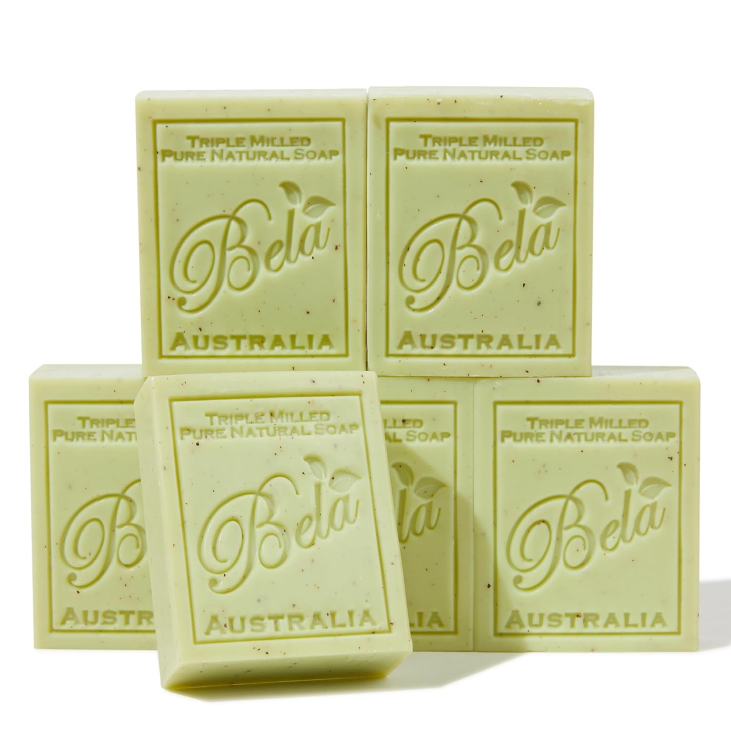 Bela, Lemon Myrtle with Lemongrass, Natural Ingredient Soap Bars, Triple-French Milled Moisturizing Natural Soap Bars Gift Sulfate-Free (93g) 3.3 oz each – 6 Pack
