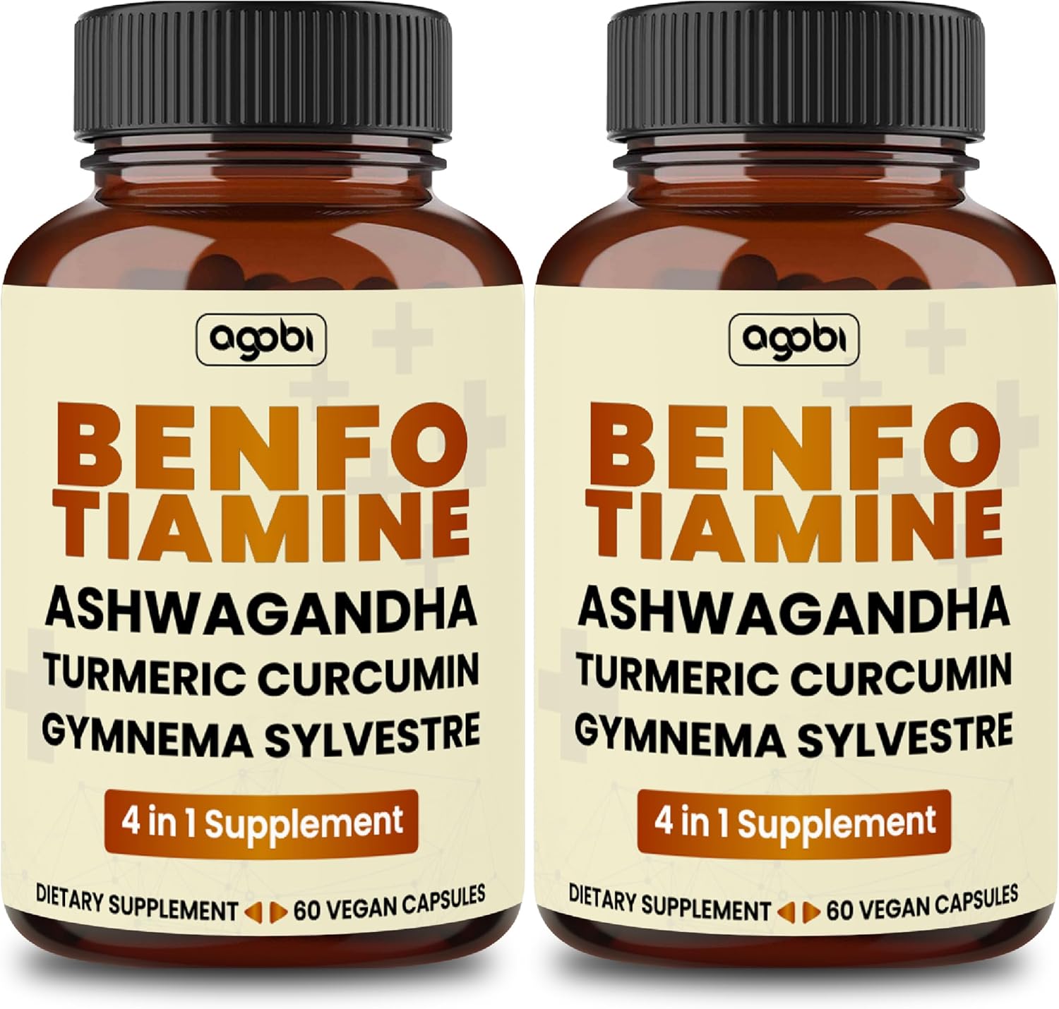 Benfotiamine 600mg Supplement – 2 Months for Digestive System, Energy Production & Immune – Blended Turmeric Curcumin Root, Ashwagandha Root & Organic Gymnema Sylvestre – 2 Packs of 60 Capsules