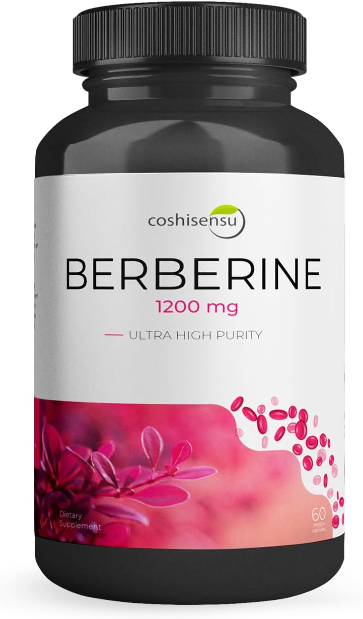 Berberine HCI 1200mg – Premium Berberine Supplements – 60 Capsules Maximum Strength HCI – Non-GMO – Made in USA