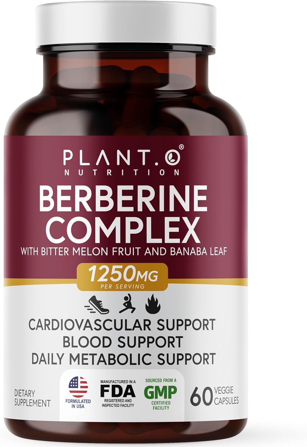 Berberine Supplement – Extra Strength 1250mg Per Serving – Berberine HCI Complex with Bitter Lemon & Banaba Leaf Non-GMO – Immune Support, Antioxidant – 60 Capsules