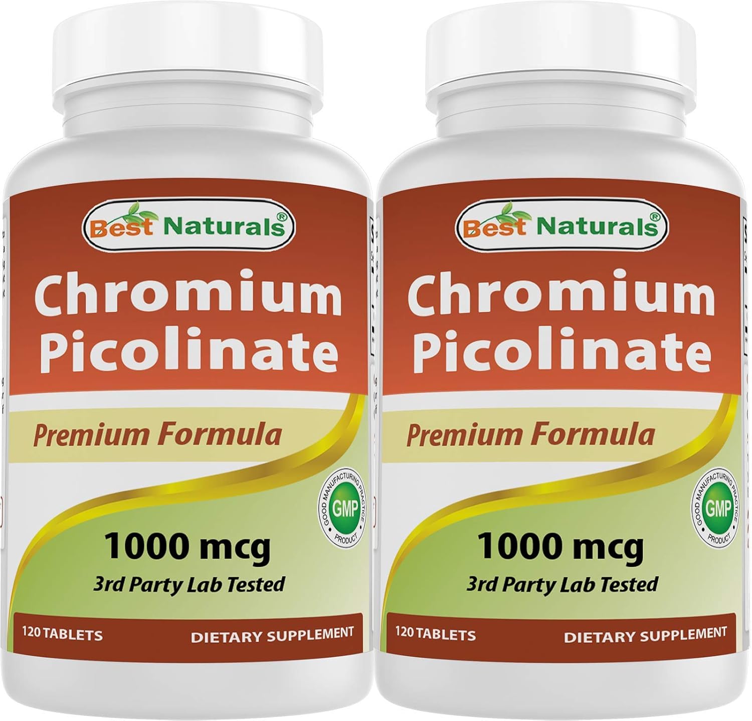 Best Naturals Chromium Picolinate 1000 mcg 120 Tablets (Pack of 2)