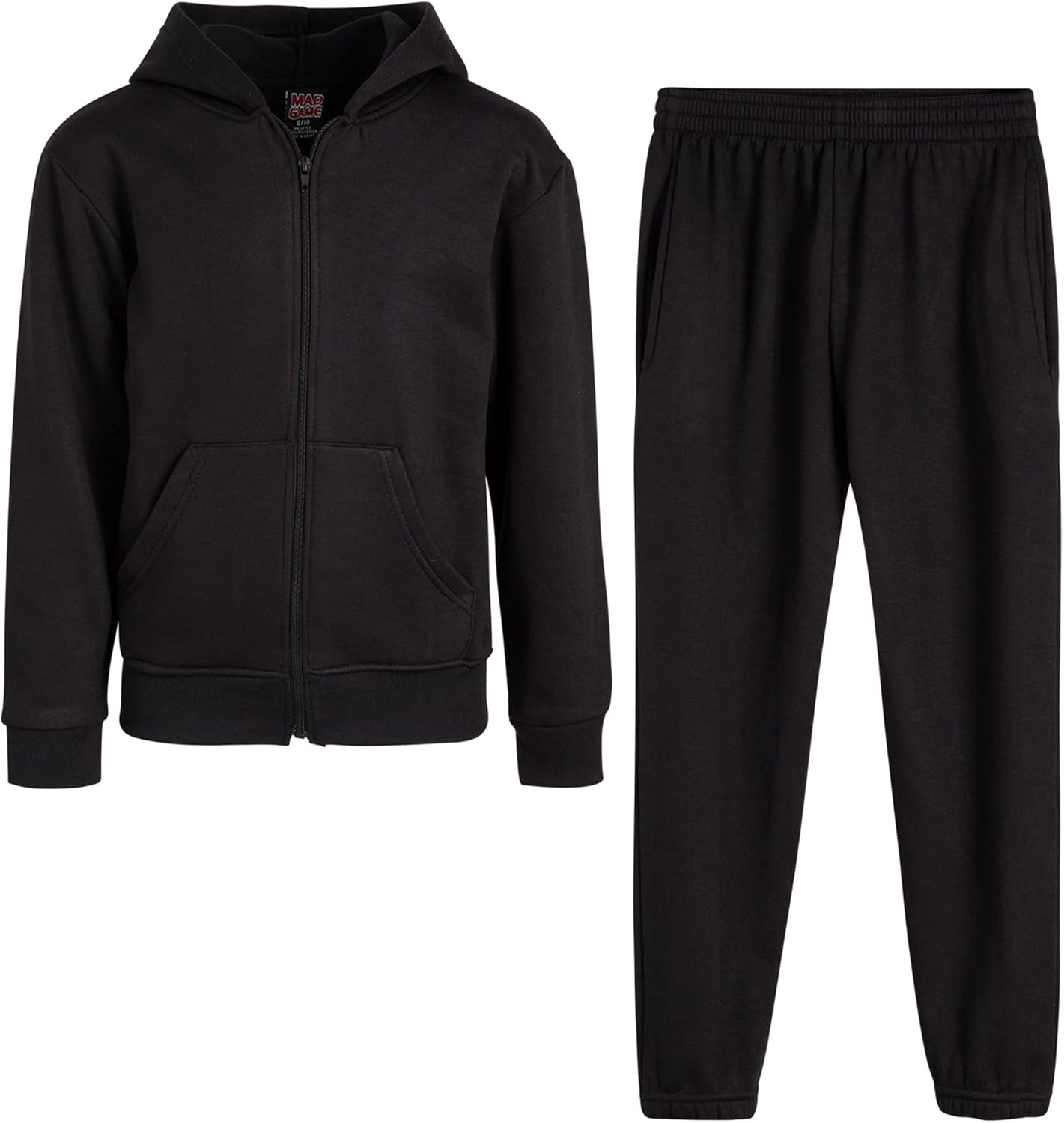 Boys’ Fleece Jogger Set – 2 Piece Basic Solid Full Zip Hoodie and Sweatpants for Boys (Size: 8-18)