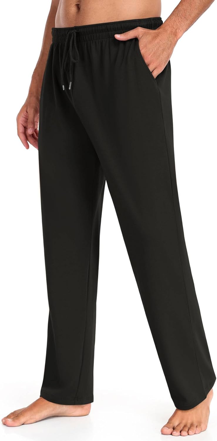 COOFANDY Men Cotton Yoga Pants Casual Sweatpants Jogger Open Bottom Lounge Pants with Pockets