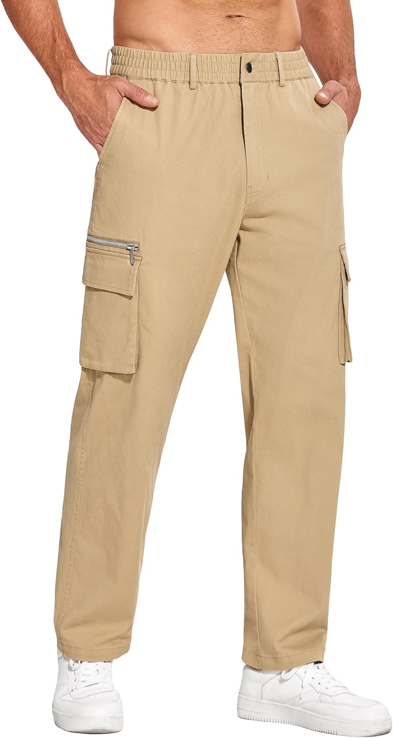 COOFANDY Men’s Casual Cargo Pants Relaxed Fit Elastic Waist Work Pant Athletic Jogger Sweatpants with Multi Pockets