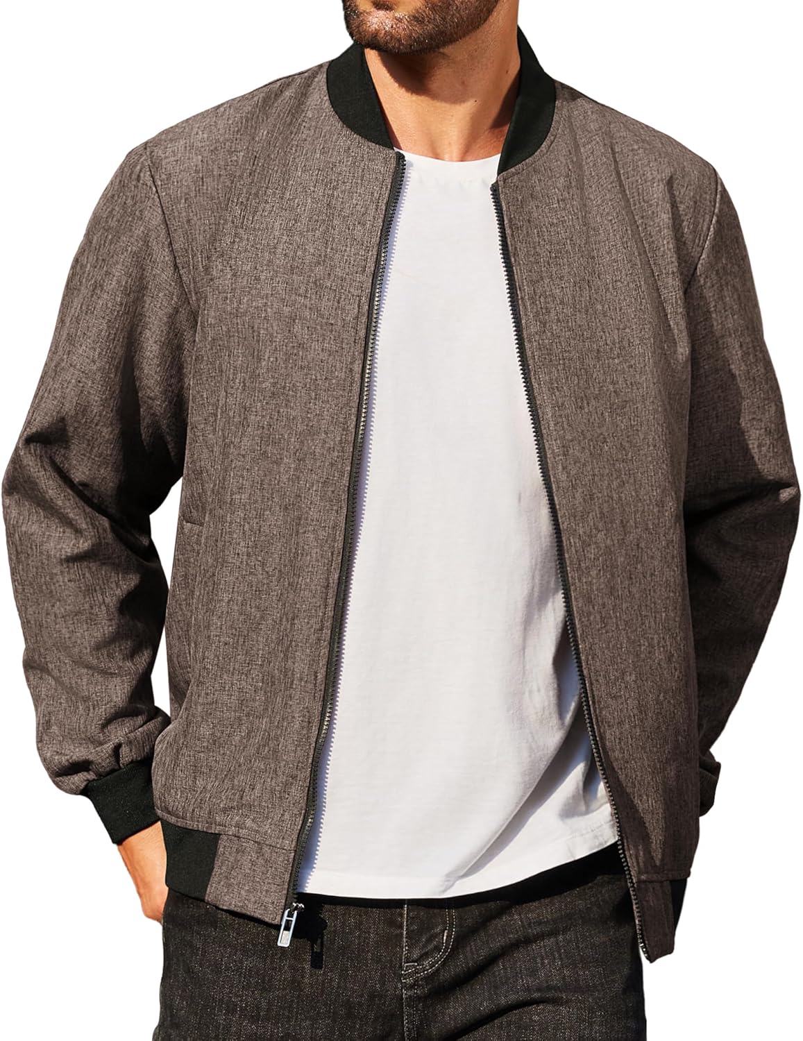 COOFANDY Men’s Casual Varsity Jacket Vintage Lightweight Bomber Jackets Zip Up Fashion Coat