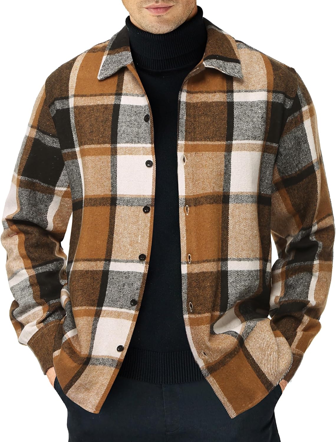 COOFANDY Men’s Flannel Shirts Casual Button Down Plaid Shirt Jacket Long Sleeve Fleece Shacket