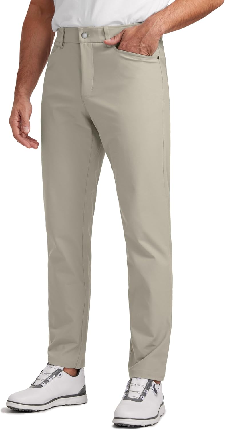CRZ YOGA Men’s All Day Comfy Golf Pants with 5-Pocket – 30″/32″/34” Quick Dry Lightweight Casual Work Stretch Pants