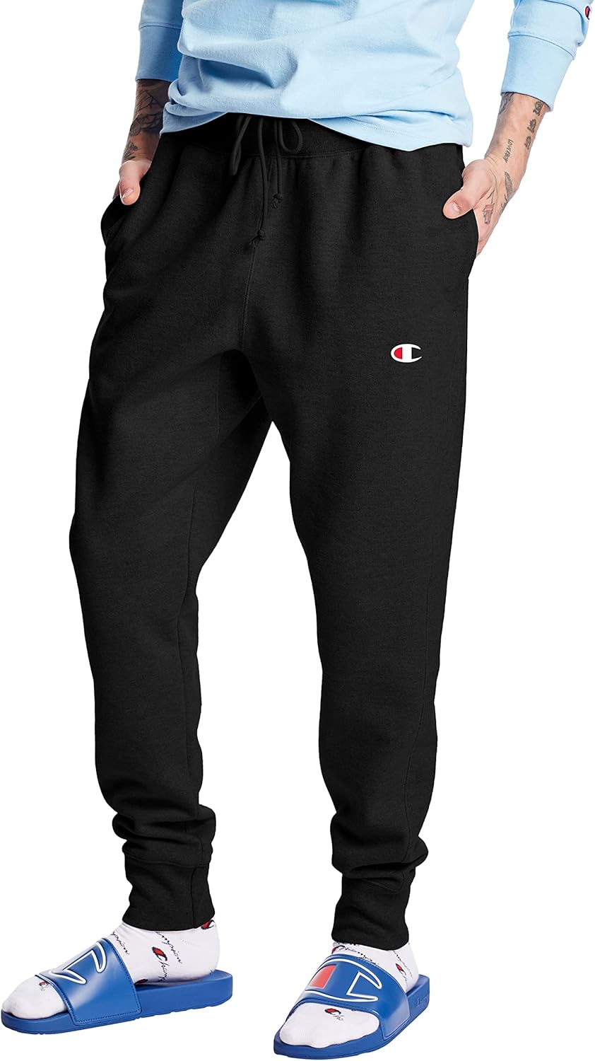 Champion Men’s Reverse Weave Joggers, Comfortable, Fleece Pants For Men, C Logo, 30.5