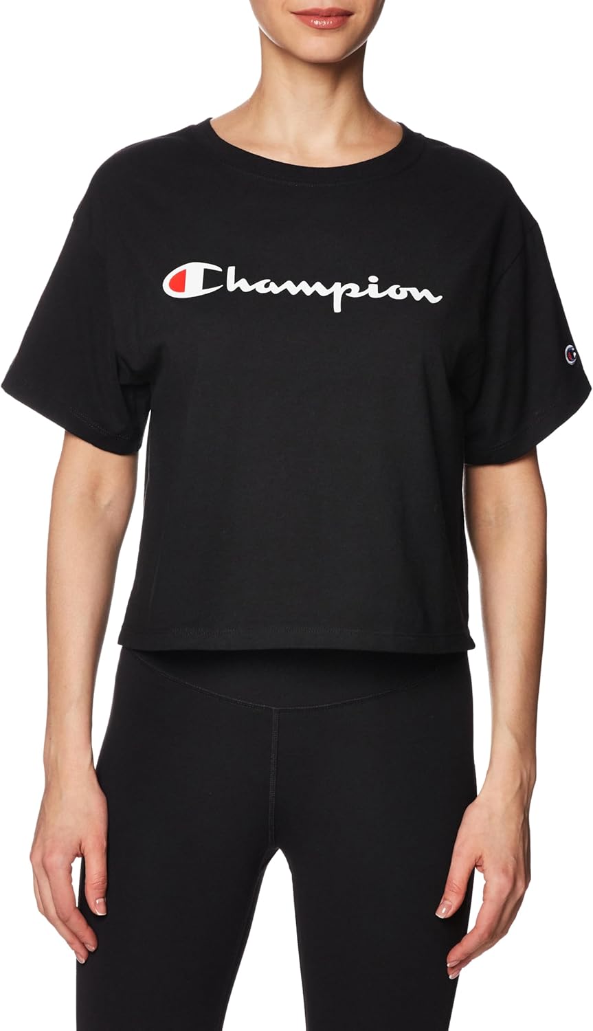 Champion Women’s Cropped T-Shirt, Classic Cropped Tee Shirt for Women, Crop Top Tee Shirts