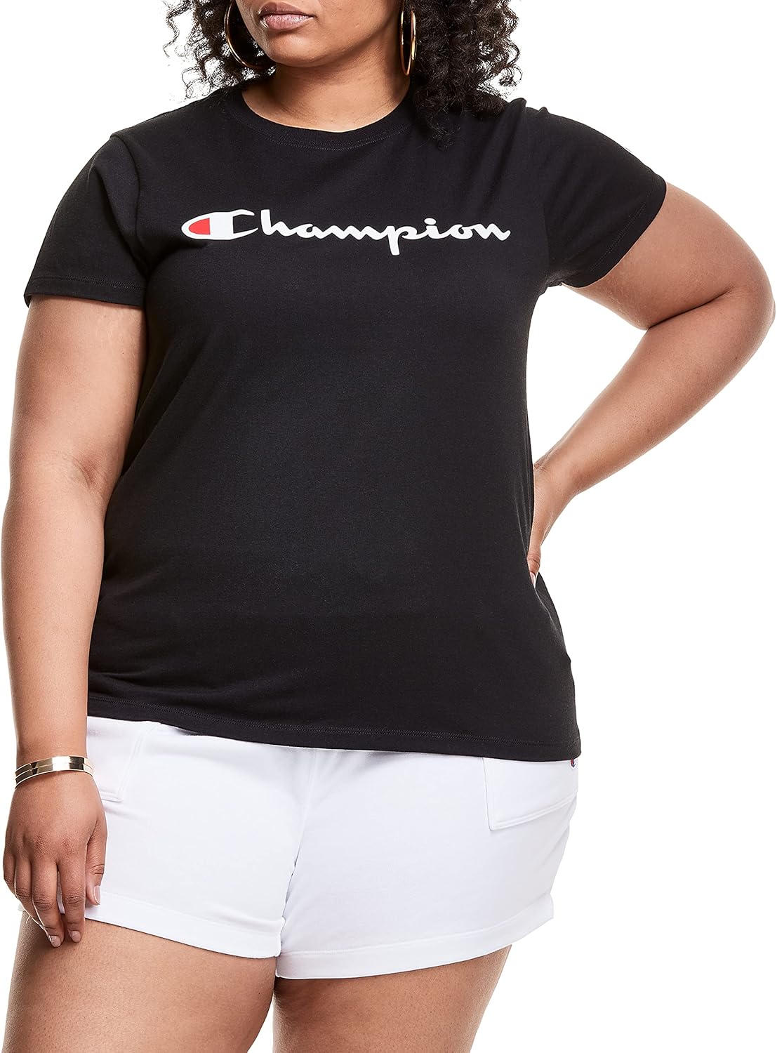 Champion Women’s T-shirt, Classic Short Sleeve T-shirt, Lightweight Tee for Women, Script Logo (Plus Size Available)