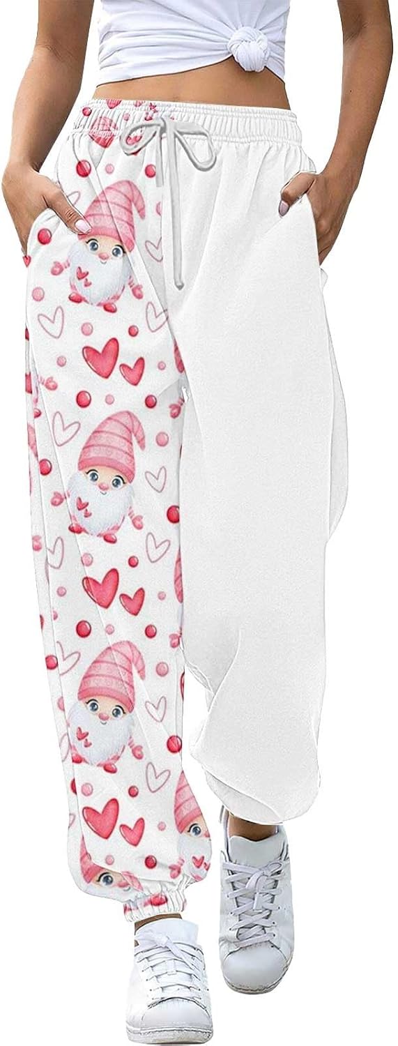 Christmas Sweatpants Women Baggy Fleece Pants Cinch Bottoms Casual Comfy High Waisted Y2k Joggers with Pockets