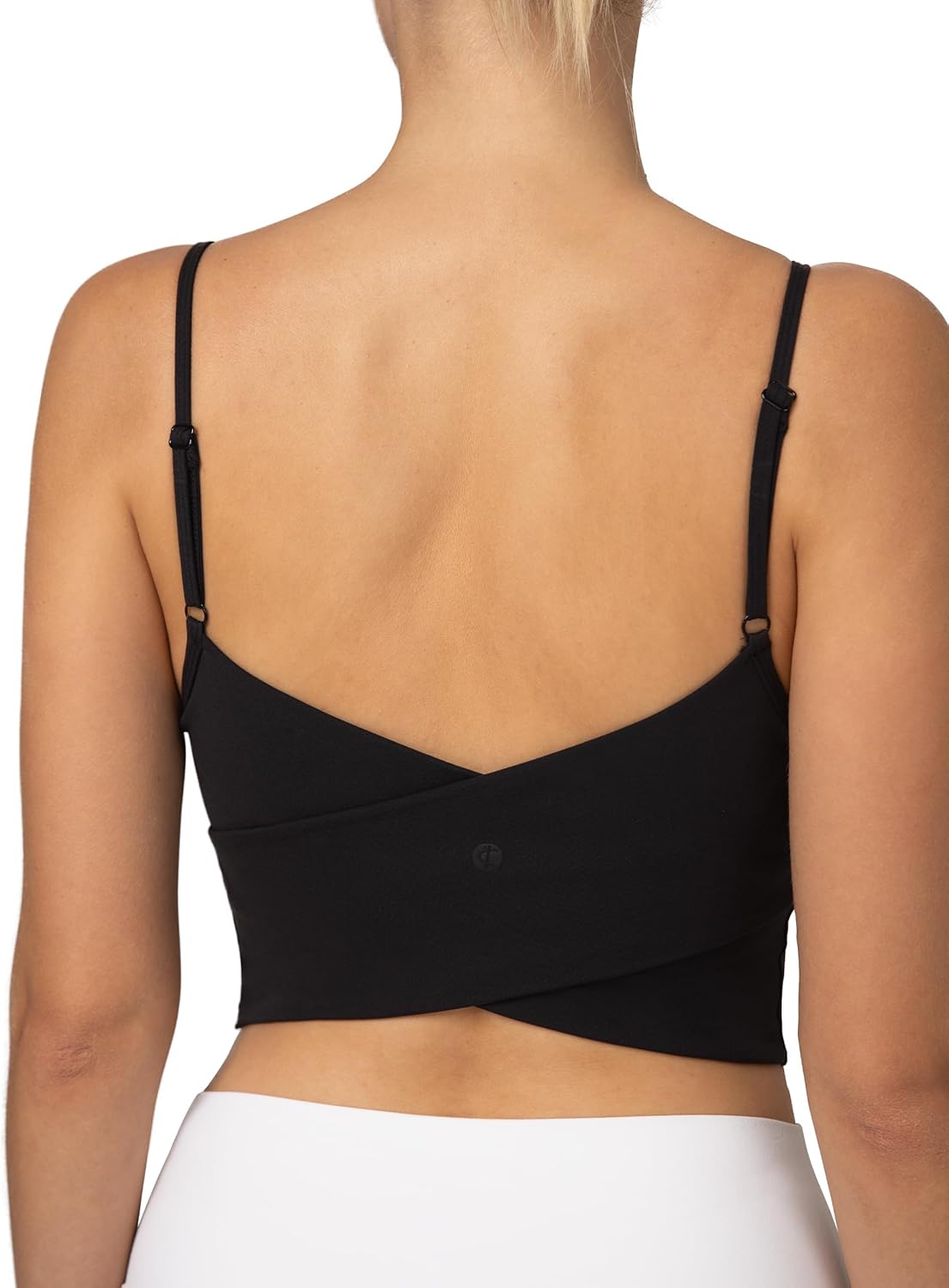 Colorfulkoala Women’s Dreamlux Crop Tank Tops with Built in Bra Adjustable Spaghetti Strap Workout Yoga Camisole