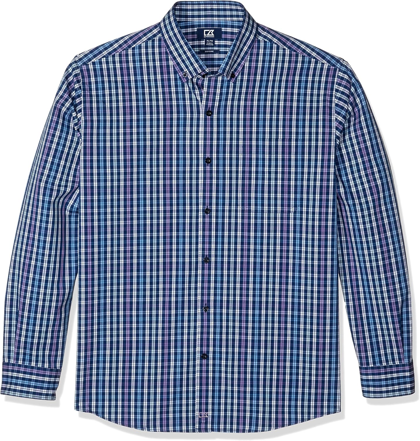 Cutter & Buck Men’s Long Sleeve Anchor Double Check Plaid Button Up Shirt