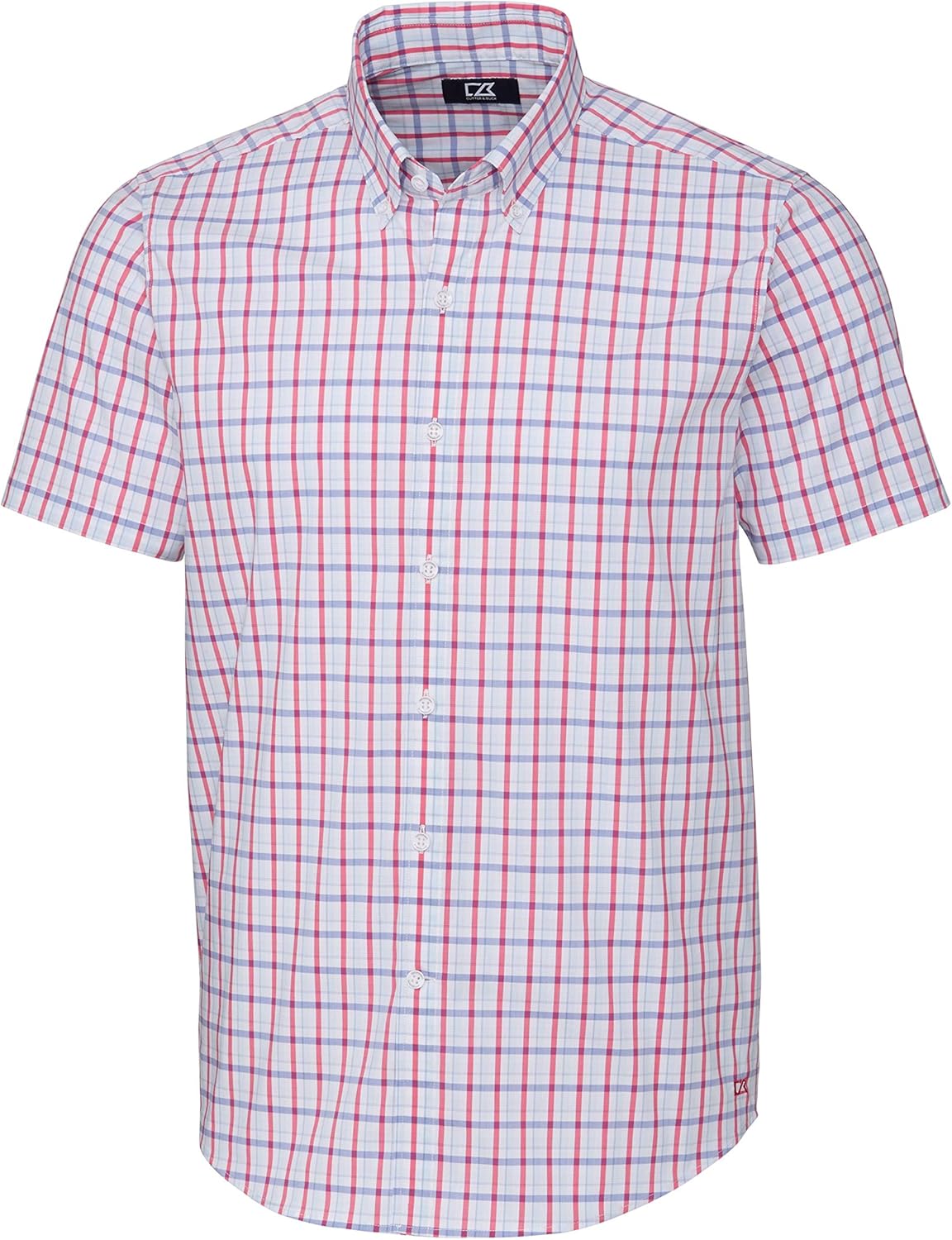 Cutter & Buck Men’s Short Sleeve Soar Windowpane Plaid Button Down Shirt