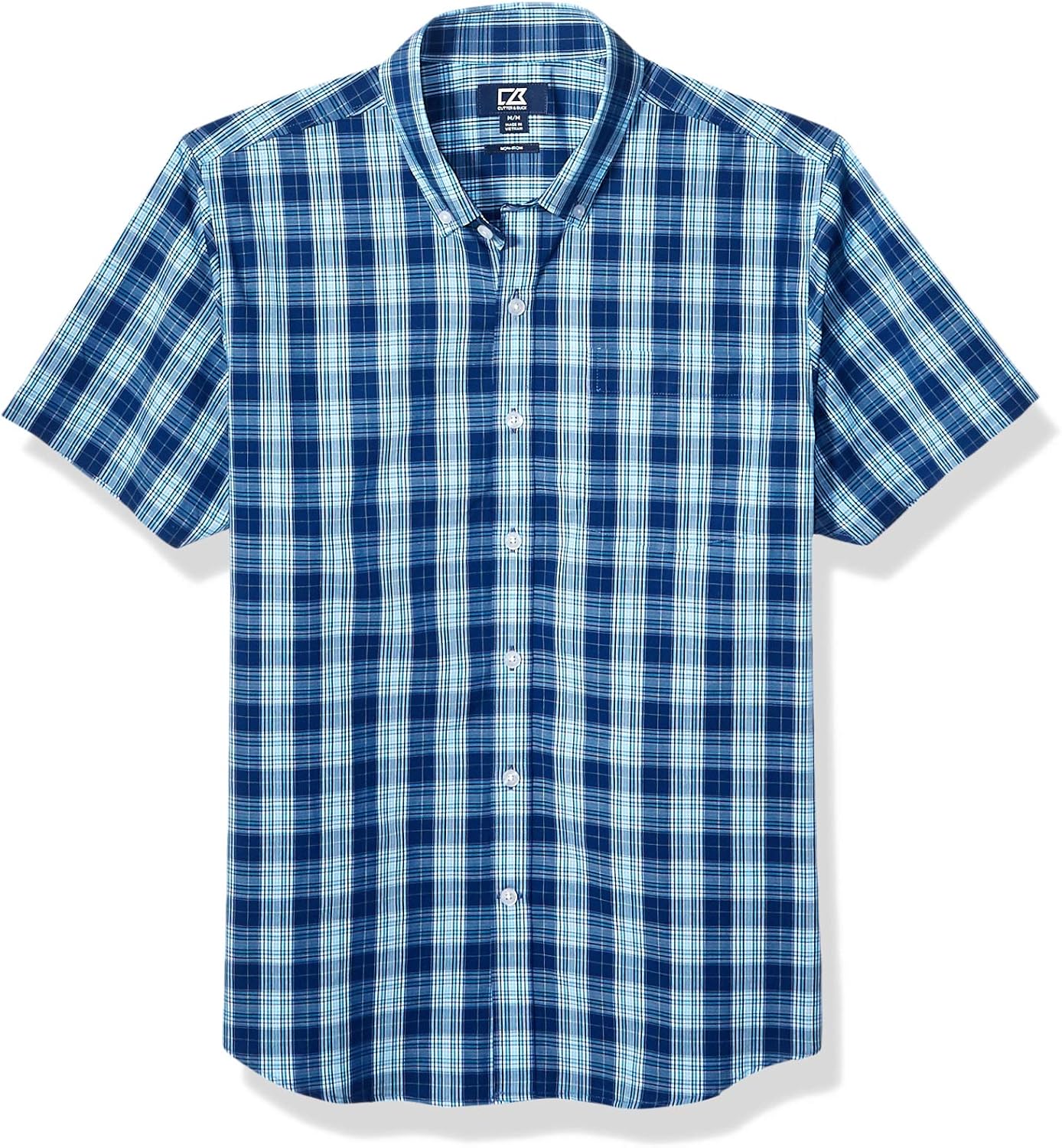Cutter & Buck Men’s Short Sleeve Strive Shadow Plaid Button Up Shirt