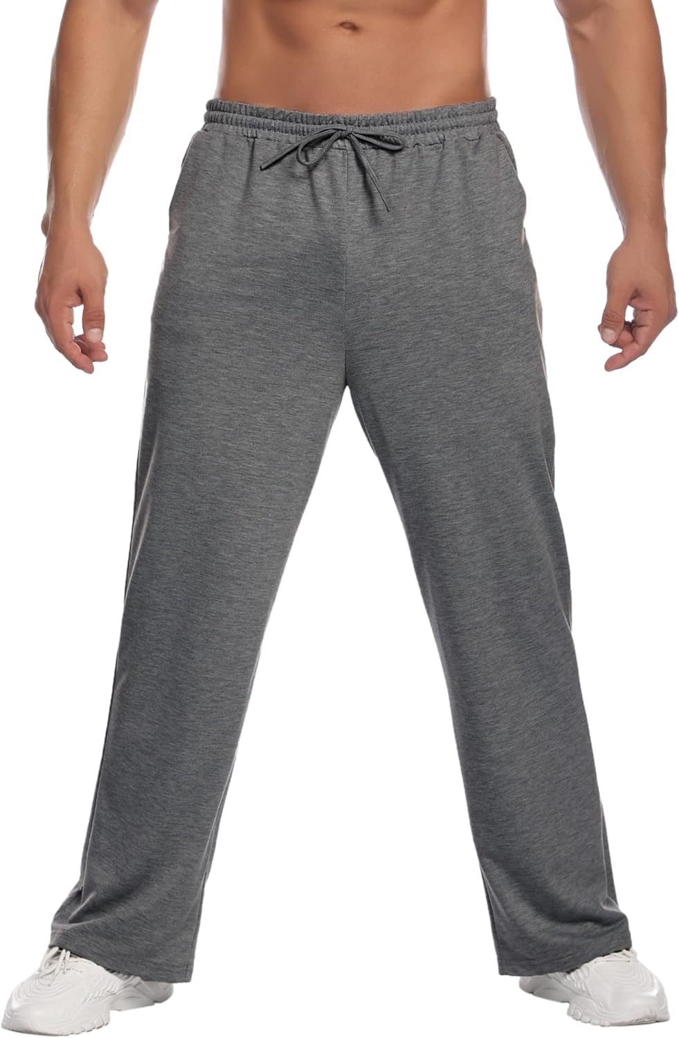 Deyeek Men’s Lightweight Sweatpants Open Bottom Sweat Pants for Men Straight Leg Gym Sweatpants Lounge Pants with Pockets